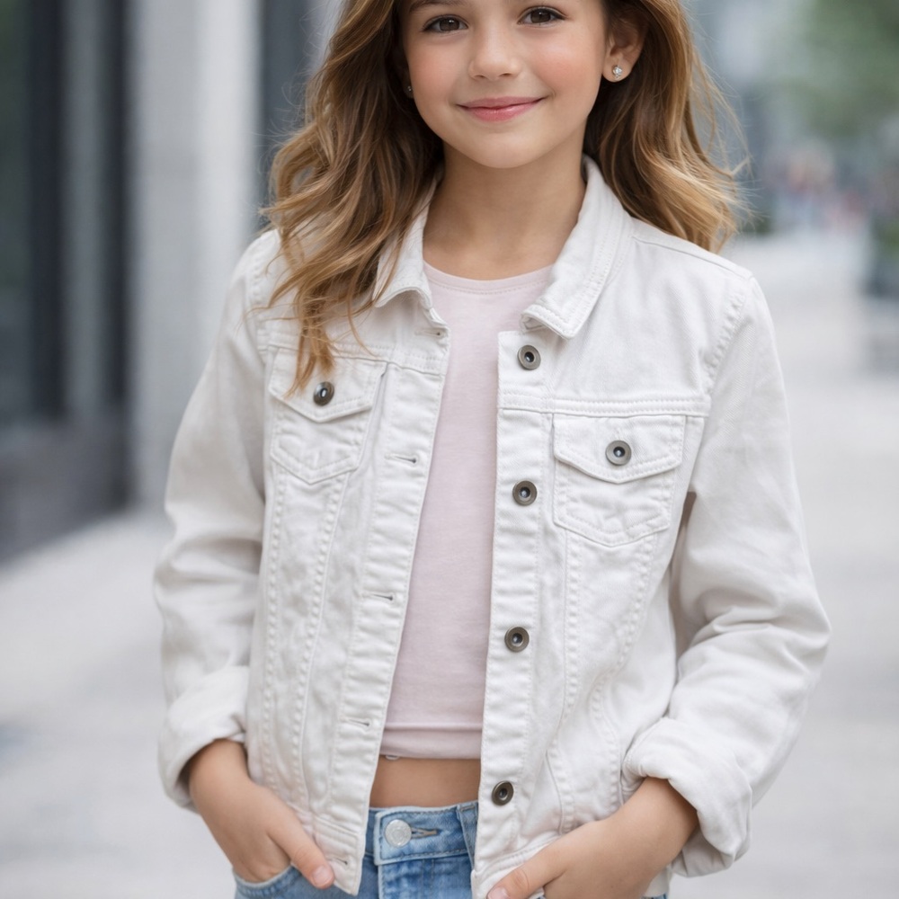 Children’s Place Girls White Denim Jacket Size 14